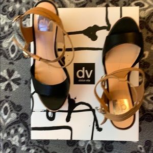 Jesper black leather size 8.5  high heel sandals.